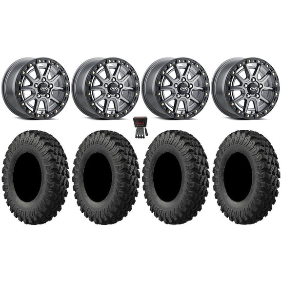 ITP SD10 Beadlock 15" Wheels Grey 37" MotoRally Tires Polaris RZR Turbo R & Pro R Ranger 1500 Xpedition