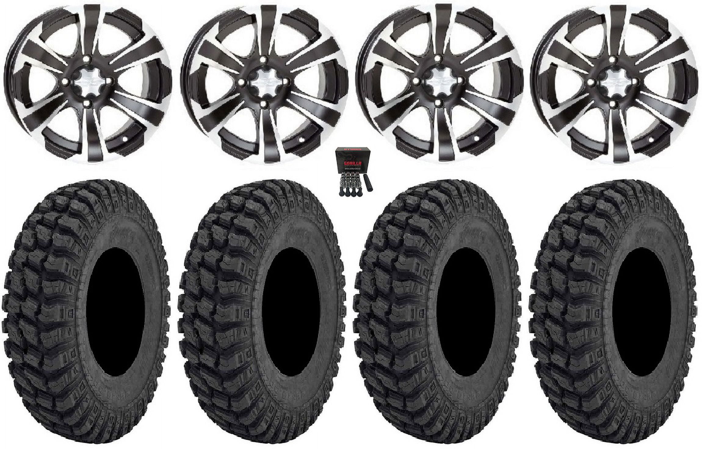 ITP SS312 14" Wheels Black 28" Warrior AT Tires Yamaha Viking Wolverine