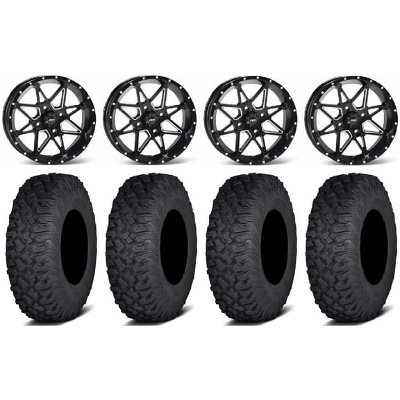ITP Tornado 14" Wheels Black 27" Coyote Tires Can-Am Maverick X3 / Honda Pioneer 1000 / Talon