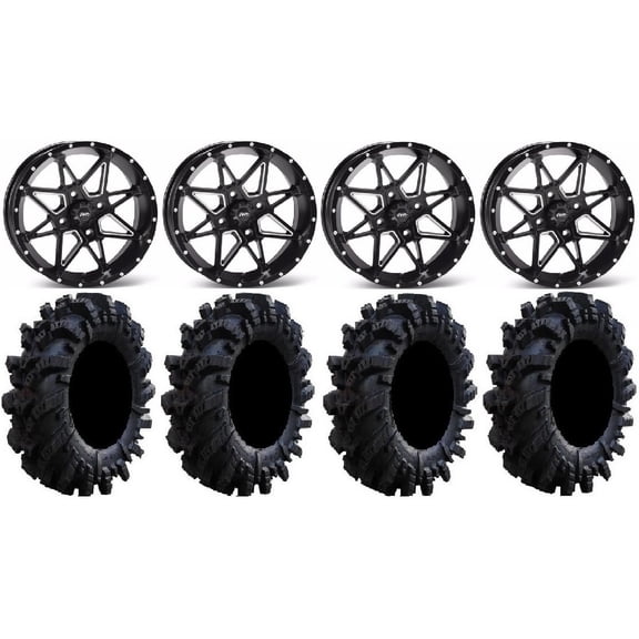 ITP Tornado 14" Wheels Black 28" Intimidator Tires Yamaha Viking Wolverine YXZ1000R CFMoto ZForce 950 UForce 1000