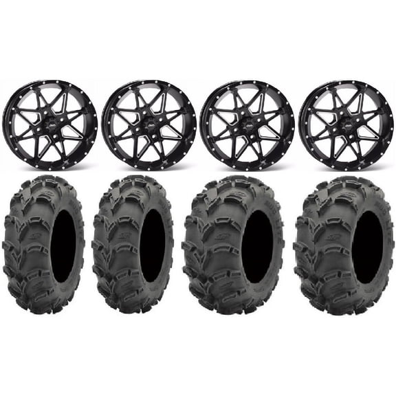 ITP Tornado 14" Wheels Black 28" Mud Lite XL Tires Honda Rincon Yamaha Rhino Kawasaki Brute Force Suzuki KingQuad