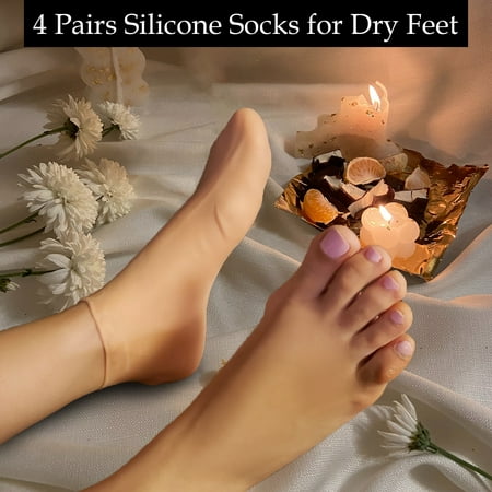 ITPCINC - 4 Pairs Moisturizing Socks, Silicone Socks for Women Men, Non-Slip Soft Silicone Socks for Repairing Dry Feet, Cracked Heel and Softening Rough Skin for Feet ( 2 Full Pairs, 2 Half Pairs)