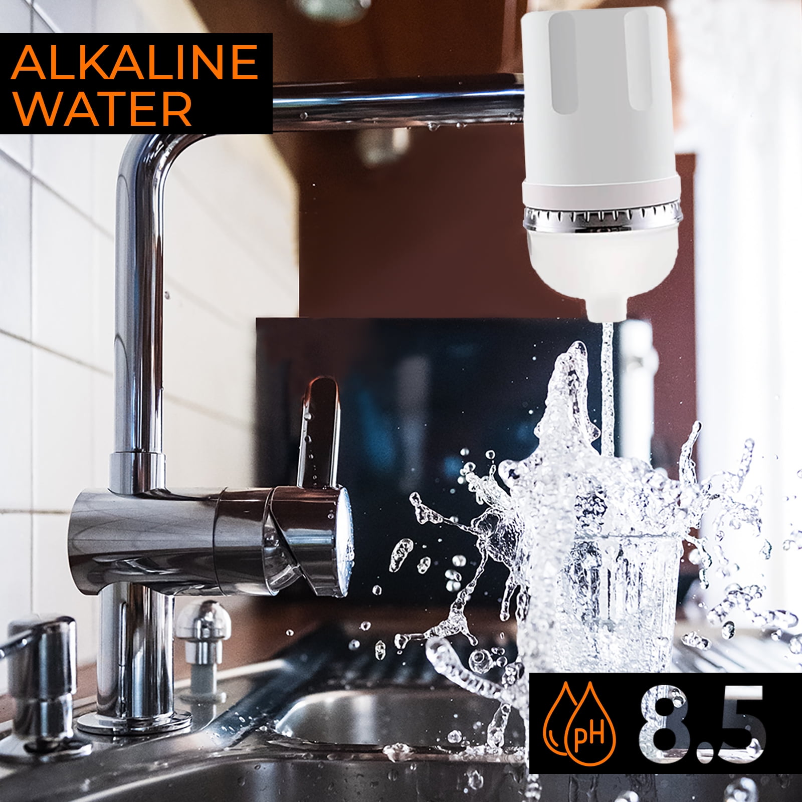 ITPCINC Alkaline Faucet Water Filter for Sink, Dual Action Water Filter Faucet, Sink Water Filter, Tap Water Filter, Faucet Filter for Kitchen Sink, Water Purifier for Faucet