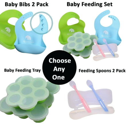 ITPCINC-Baby Food Storage Container and Freezer Tray with Lid, Silicone Food Molds 7 Portions, BPA Free (Green)