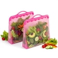thumbnail image 1 of ITPCINC Reusable Silicone Food Storage Bags, 1 Gallon Leakproof Freezer & Microwave Safe Reusable Bags, BPA-Free Stand-Up Silicone Bags, Pink, 2-Pack, 1 of 6