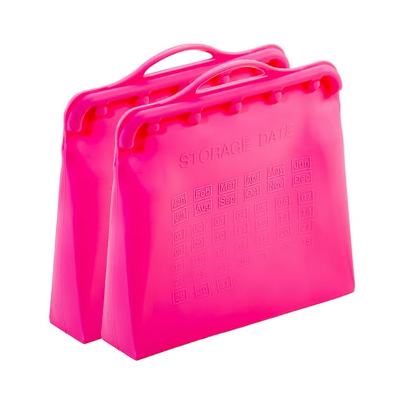 ITPCINC Reusable Silicone Food Storage Bags, Half Gallon Silicone Reusable Bags,  Ziploc Silicone Storage Bags, Cook, Store, Freeze, Microwave, Eco-friendly, Plastic and BPA Free (Pack of 2, Pink)