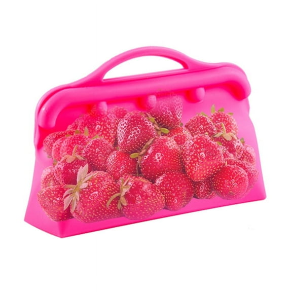 ITPCINC Reusable Snack Bags, Reusable Silicone Food Storage Bags, Silicone Reusable Bags, Cook, Store, Freeze, Dishwasher and Microwave Safe, Plastic and BPA Free (Pack of 1, Pink)