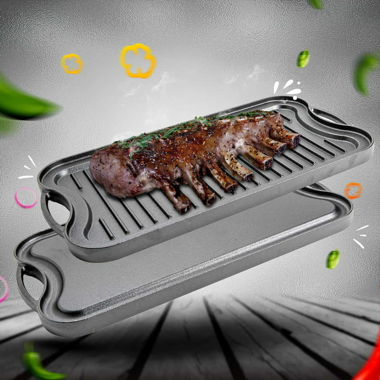 Cast Iron 20 Reversible Griddle Flat & Ridged BBQ Grill Burner Kitche –  Kitchen & Restaurant Supplies