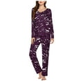 thumbnail image 1 of ITSAME 2-Piece Pajama Sets for Womens, V Neck Long Sleeve Tops Elastic Waist Pants Casual Home Clothes Wine 3XL, 1 of 5