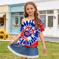 thumbnail image 1 of ITSAME 4th of July Girls One Shoulder T-Shirts Tie-Dye Printed Tops Independence Day Graphic Tees Multicolor Size 13, 1 of 9