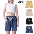 thumbnail image 1 of ITSAME Active Shorts for Kids Girls, Loose Fit Drawstring Cotton Linen Summer Casual Comfortable Shorts 4-Pack Yellow 3T, 1 of 9