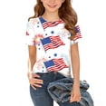 thumbnail image 1 of ITSAME American Flag T-Shirts for Girls, 4th of July Crewneck Short Sleeve Kids Patriotic Independence Day Tops White Size 7-8T, 1 of 6