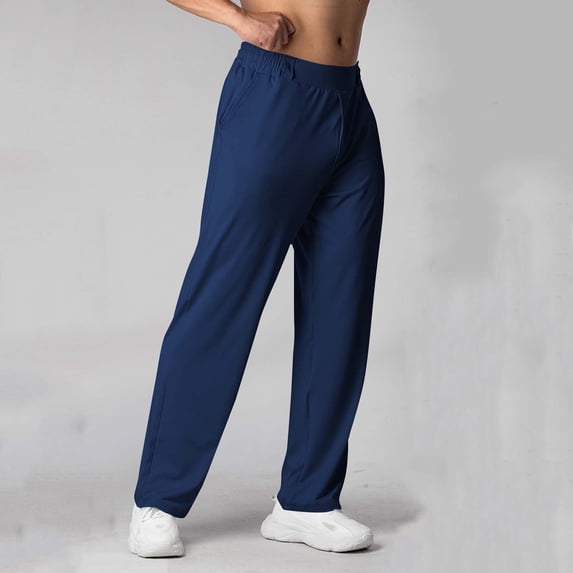 ITSAME Athletic Joggers for Mens, Quick Dry Elastic Waist with Pockets Workout Outdoor Trousers Navy L