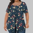 thumbnail image 1 of ITSAME Blouse for Womens, Plus Size Florla Prints Square Neck Summer 2025 Tunic Tees Navy XL, 1 of 4