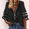 thumbnail image 1 of ITSAME Blouses for Womens, Zipper V Neck Short Sleeve Loose Trendy Sumemr Casual Tops Black XL, 1 of 6