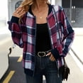 thumbnail image 1 of ITSAME Bomber Jackets for Womens, with Pockets Zip Up Fashion Plaid Spring Fall Lightweight Outwear Purple S, 1 of 6