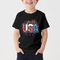 thumbnail image 1 of ITSAME Boys 4th of July T-Shirt, Short Sleeve USA Print Crewneck Patriotic Independence Day Tops for Kids Black Size 9-10T, 1 of 5