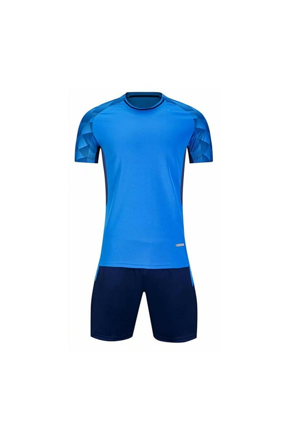 Boys Athletic Outfit 2-Piece, Active Fit Breathable Quick-Dry Short Sleeve Top and Shorts Cool Activewear Sets Blue 9T