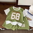 thumbnail image 1 of ITSAME Boys Athletic Outfit 2-Piece, Basketball Jersey Round Neck Top and Shorts Summer Casual Fashion Active Set Green 2-3T, 1 of 5