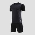 thumbnail image 1 of ITSAME Boys Athletic Outfit 2-Piece, Performance Short Sleeve T-Shirt and Shorts Quick-Dry Basketbasll Training Sets Black 12T, 1 of 4