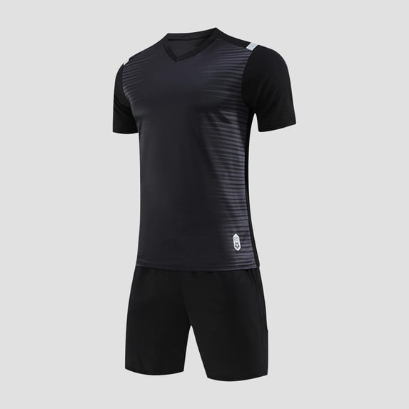 ITSAME Boys Athletic Outfit 2-Piece, Performance Short Sleeve T-Shirt and Shorts Quick-Dry Basketbasll Training Sets Black 12T