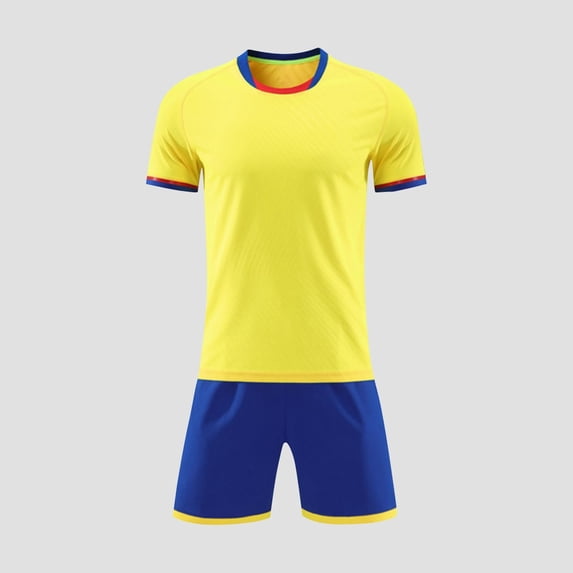 ITSAME Boys Athletic Outfits, Football Jersey Short Sleeve Top and Shorts Quick-Dry Breathable Performance Sets Yellow 12T