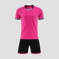 thumbnail image 1 of ITSAME Boys Athletic Outfits, Short Sleeve Top and Shorts Quick-Dry Football Jersey Breathable Performance Sets Hot Pink 10T, 1 of 4