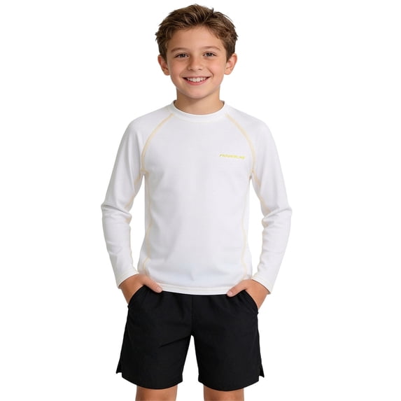 ITSAME Boys Athletic Shirts Quick-Dry Breathable Crewneck Tee Kids Sport Workout Raglan Tops White Size 15