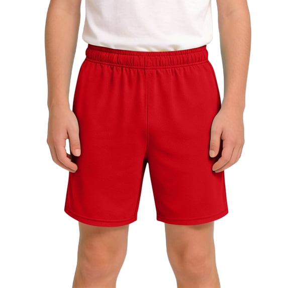 ITSAME Boys Athletic Shorts, Loose Fit Elastic Waist Quick-Dry Summer Running Workout Shorts Red Size 9-10