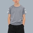 thumbnail image 1 of ITSAME Boys Athletic T-Shirts, Quick-Dry Loose Fit Crewneck Summer Running Performance Active Shirts Gray Size 3-4T, 1 of 9
