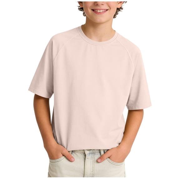 ITSAME Boys Basic T-Shirts Quick-Dry Athletic Fit Crewneck Summer Loose Casual Tops Pink Size 5-6