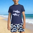 thumbnail image 1 of ITSAME Boys Bathing Suit Set Quick-Dry Short Sleeve Tops and Swim Trunks Beach Surfing Swimwear 2-Piece Multicolor Size 9-10, 1 of 9