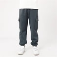 thumbnail image 1 of ITSAME Boys Cargo Pants, Solid Color Outdoor Casual Sport Tapered Pants with Pockets Dark Gray 12T, 1 of 7
