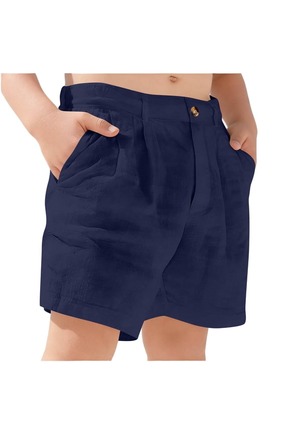 Boys Casual Shorts, with Pockets Elastic Waist Handsome Performance Summer Comfortable Shorts Navy 4-5T