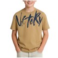 thumbnail image 1 of ITSAME Boys Crewneck T-Shirts Loose Fit Quick-Dry Letter Print Summer Outdoor Casual Tops Khaki Size 9-10, 1 of 6
