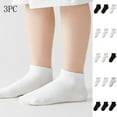thumbnail image 1 of ITSAME Boys Girls Ankle Socks 3-Pack(3-12T), Stretchy Lightweight Cotton Comfortable Durability Short Socks Black 3T, 1 of 3