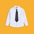 thumbnail image 1 of ITSAME Boys Girls Button Up Shirt, Lapel Long Sleeve with Tie Kids School Uniform Tops Black 7-8T, 1 of 4