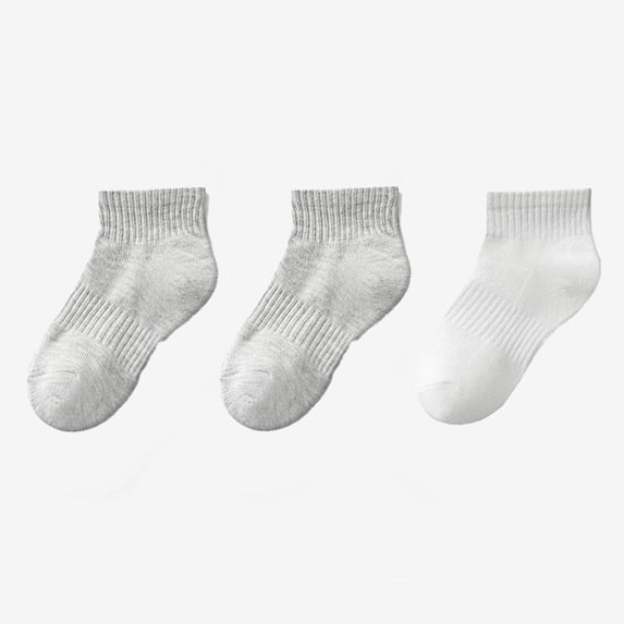 ITSAME Boys Girls Cotton Ankle Socks 3 Pairs, Breathbale Odor Proof Cotton Moisture-Wicking Short Socks White 6T