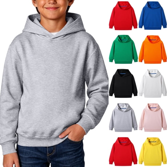 ITSAME Boys Girls Hooded Sweatshirts Cotton Long Sleeve Solid Tops Fall Kids Casual Pullover Hoodies Orange Size 3T