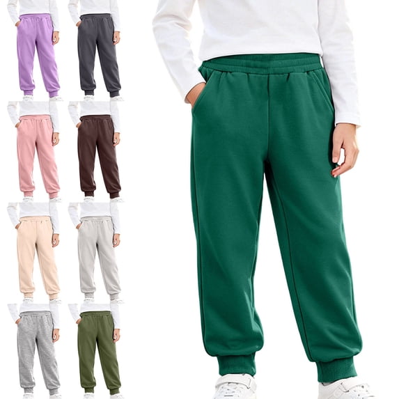 ITSAME Boys Girls Jogger Sweatpants Cotton Comfy Elastic Waist Loose Fit Kids Casual Athletic Pants with Pockets Dark Gray Size 6