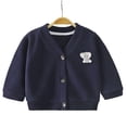thumbnail image 1 of ITSAME Boys Girls Long Sleeve Cardigan V-Neck Soft Cotton Loose Fit Kids Button Down Sweater Navy Size 3T, 1 of 3
