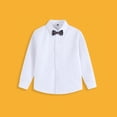 thumbnail image 1 of ITSAME Boys Girls School Uniform T-Shirt, with Bow Lapel Versatile Button Down Top for Kids Blue 7-8T, 1 of 4