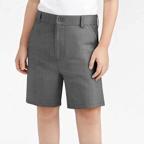 ITSAME Boys Girls Suit Shorts, Versatile with Pockets Flat Front Summer Fashion Formal Shorts for Kids Gray 13-14T