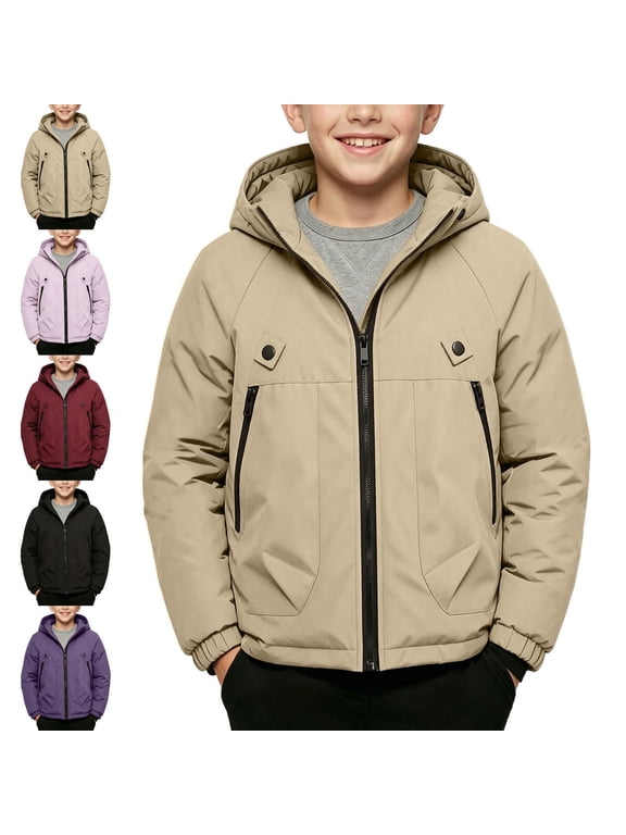 Boys Girls Waterproof Hooded Ski Jacket Unisex Winter Snow Coat with Zippered Pockets Purple Size 4T