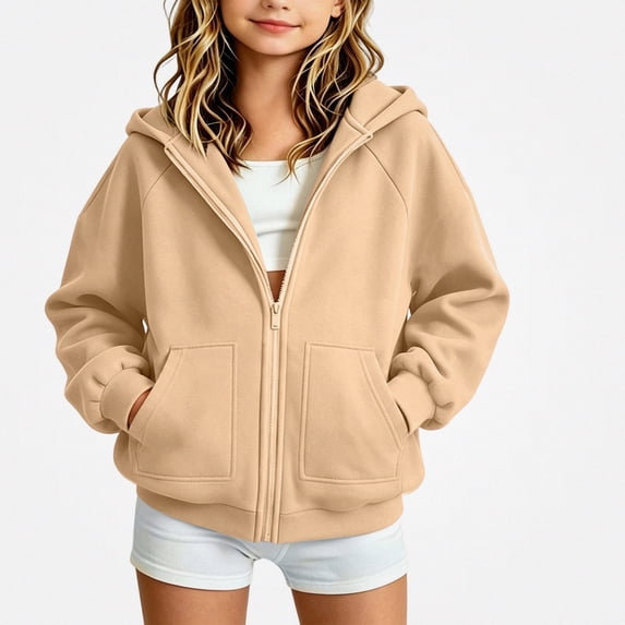ITSAME Boys Girls Zip Up Hoodie (5-16) Loose Fit Long Sleeve Kids Casual Hooded Sweatshirt with Pockets Size 5T