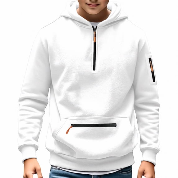 ITSAME Boys Half Zip Hoodie Pullover Long Sleeve Active Fit Casual Sweatshirt with Kangaroo Pocket Size 7