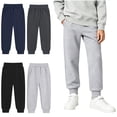 thumbnail image 1 of ITSAME Boys Jogger Sweatpants Comfy Cotton Elastic Waist with Pockets Versatile Casual School Uniform Pants Navy Size 8, 1 of 8