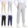 thumbnail image 1 of ITSAME Boys Jogger Sweatpants Elastic Waist Loose Fit Zipper Pockets Spring Fall Casual Athletic Trousers Beige Size 12, 1 of 9