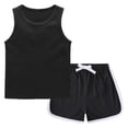 thumbnail image 1 of ITSAME Boys Outfit 2-Piece, Crewneck Tank Tops and Elastic Waist Shorts Summer Casual Athletic Set Black 7-8T, 1 of 7