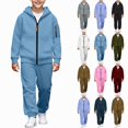thumbnail image 1 of ITSAME Boys Outfit 2-Piece Zip Up Hooded Sweatshirt and Jogger Pants Casual Athletic Set Size 8, 1 of 9